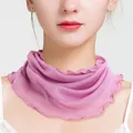 Light purple breathable silk mesh neck gaiter with ruffled edges for sun protection - Bean Paste Red