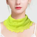 Fluorescent green mesh silk neck gaiter with ruffled edges for sun protection - Green