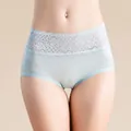 Slip a vita alta da donna in seta con pizzo floreale nel colore azzurro chiaro - M / Blu Chiaro