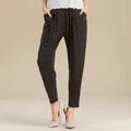 Pantaloni harem da donna in misto seta con stampa a pois e comode tasche laterali - L / Polka Dot Nero