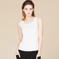 Slim fit white mulberry silk tank top for women with a round neck and sleeveless design - S / White