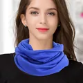 Women's pure wool double-loop knitted neck warmer in deep blue color for winter - One Size / Royal Blue