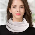 Women's light grey pure wool knitted infinity scarf in a soft layered double loop design - One Size / Silver Grey