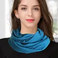 Peacock blue pure wool infinity scarf with fine knit texture and layered drape - One Size / Teal