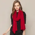 Rode zijden kasjmier gebreide sjaal voor dames met elegante dambordtextuur voor de winter - Rood