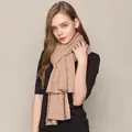 Stijlvolle gebreide zijden en kasjmier sjaal in haverkleur voor dames herfst winter - Beige