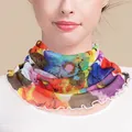 Seiden-Halswärmer mit bunten abstrakten Blumenmustern und Wellenkanten für Damen - Bunte Abstrakte Blumen (5059314059811)