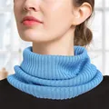 Tour de cou en soie et cachemire bleu clair avec motif classique en maille côtelée - Bleu