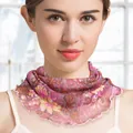 Silk-textured floral neck gaiter for women in pink and yellow with elegant wavy edges - Pink and Yellow Floral (5059314059815)