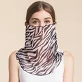 Breathable silk mesh neck gaiter with black and white zebra pattern for sun protection - Black White Zebra Print