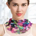 Silk mesh neck gaiter for women with colorful graffiti print and ruffled edges - Colorful Abstract Graffiti (5059314059826)
