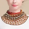 Silk knit neck gaiter with geometric pixel pattern in orange, brown, and red silk fabric - Orange Brown Geometric (5177908783213)