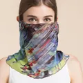 Breathable silk neck gaiter featuring vibrant abstract art graffiti print for sun protection - Spring Rhythm Walk