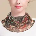 Bohemian floral mesh silk neck gaiter featuring vintage prints and lettuce edge trim - Retro Bohemian Print (5177908783215)