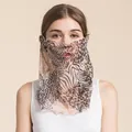 Breathable silk mesh neck gaiter with wild animal print leopard and zebra patterns - Leopard Zebra Patchwork