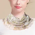 Elegant silk mesh neck gaiter with green paisley pattern and wavy ruffled edges - Vintage Paisley Pattern (5637099072804)