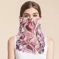 Women's silk mesh sun protection neck gaiter with pink abstract flowing patterns - Abstract Purple Wave