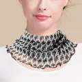 Silk knit neck gaiter with black and white geometric pattern and ruffle edge details - Black and White Geometric (5637099072806)