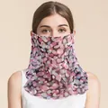 Women's silk mesh sun protection neck gaiter with colorful polka dot pattern design - Violet Ice