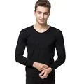 Ensemble sous-vêtements thermiques en soie pour hommes avec haut noir à manches longues - L / Noir