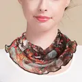 Breathable silk mesh neck scarf with colorful vintage floral print for women - Retro Multi-color Print (5996470610103)