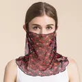Breathable silk sun protection face mask in vintage black and red leather belt print - Leisurely Red Ribbon