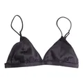 Bralette minimalista de seda negra con copas triangulares sin aros - S / Negro