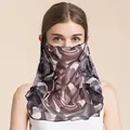 Breathable silk sunmask in brown geometric mesh pattern for neck protection - Black Space