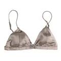 Bralette minimalista de seda color champán con tirantes finos y ajustables - S / café
