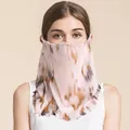 Lightweight pink tie-dye silk neck gaiter with ruffled edges for sun protection - Floating Light