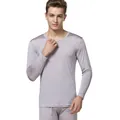 Ensemble sous-vêtements thermiques en soie pour hommes en gris-violet à manches longues - L / Gris Argent
