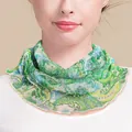 Lightweight green paisley silk neck gaiter with breathable mesh and wavy edges - Green Paisley Floral (6072277038941)