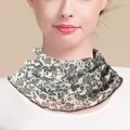Floral print silk knit neck gaiter in grey and beige for sun protection and style - Grey Floral on Off-white (6197030046511)