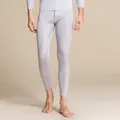 Pantalon thermique en tricot de soie pour homme, violet clair, coupe ajustée et élastique - L / Gris Argent