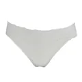 String élégant en soie de mûrier blanche pour femme avec large ceinture en dentelle florale - M / Blanc