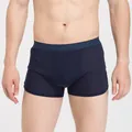 Men's silk boxer briefs in dark blue with elastic waistband and ergonomic U-pouch - Dark Blue
