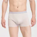 Men's mulberry silk boxer briefs in light beige with grey elastic waistband - Beige