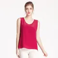 Canotta in crepe di seta da donna con scollo rotondo rosa gelso, stile estivo leggero - M / Borgogna