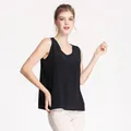 Women's silk crepe tank top with round neck in black, loose fit sleeveless summer blouse - Black