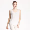 Women's silk crepe de chine sleeveless tank top in pearl white finish - Gray