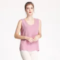 Canotta in crêpe di seta rosa antico da donna con scollo rotondo e vestibilità morbida - M / Rosso Pasta di Fagioli