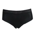 Women's black seamless silk panties with floral heat-pressed lace and middle waist - M / Black