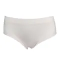 Women's light pink seamless silk panties featuring delicate floral lace trim and mesh - XL / Light Pink