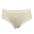 Seamless beige silk high-waist panties with delicate floral lace trim for women - XL / Beige