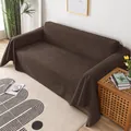 Detailed view of dark brown water-repellent corduroy sofa cover on a three-seater couch - 180*90 / Brown