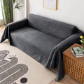 Detailed close-up of dark grey water-repellent corduroy sofa cover with elegant drape effect - 180*90 / Dark Gray