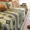 Grüner und weißer Chenille-Sofabezug mit Schneeflocken-Jacquard und Fransen - 180cmx130cm / Grün