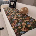 Non-slip quilted sofa cushion with vintage floral pattern and warm plush underside - 70x70 / Brown