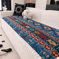 Navy blue quilted sofa cushion with ethnic geometric pattern and thickened texture - 70x70 / Blue