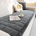 Dicke dunkelgraue Cord-Sofa-Auflage aus Plüsch mit rutschfestem Steppmuster für Winter - 60cmx60cm / Dunkelgrau